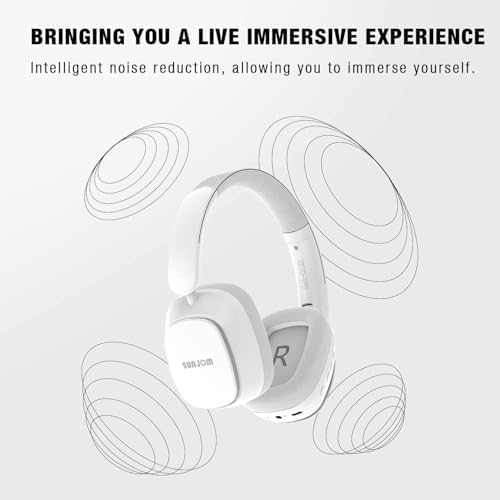 Remix 130H Playtime Bluetooth Over-Ear Wireless Headphones, ANC/ENC Active Noise Cancelling, Foldable Rotatable Lightweight Headphones with Microphone Type-C for Call Travel Sports (White)
