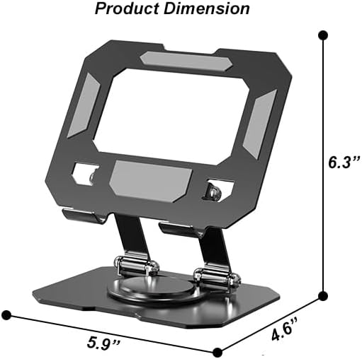 Dual 360° Rotating Tablet Stand Holder for Desk with Carbon Steel Base, Table Tablet Support with Dual Rod Adjustable Compatible for iPad Pro 13 12 11 Air Mini 5 4 3 (Silver)