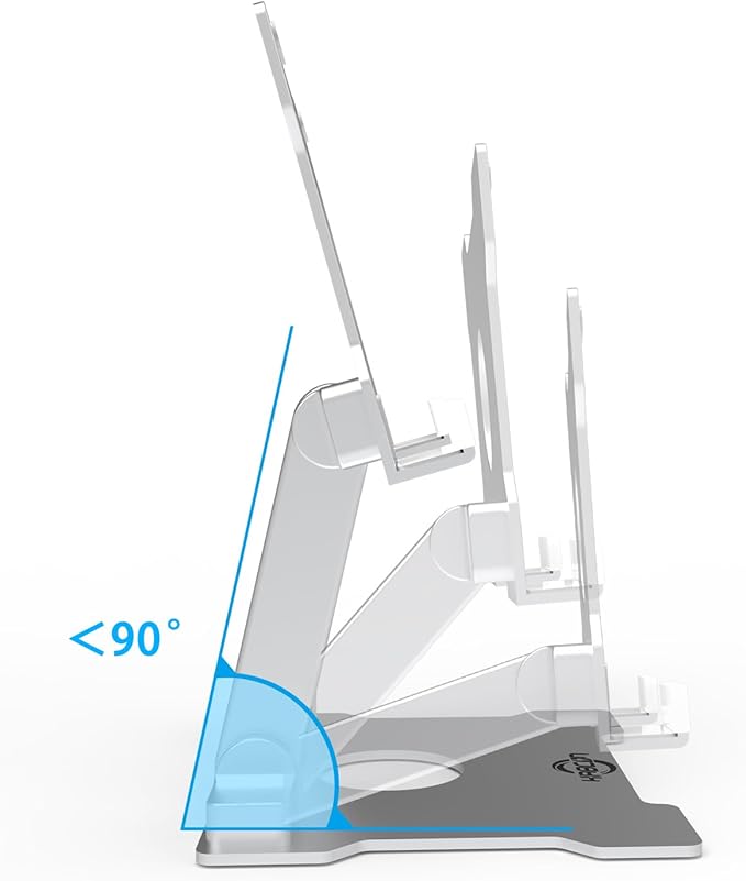 KABCON Quality Tablet Stand,Adjustable Foldable Eye-Level Aluminum Solid Up to 15-in Tablets Holder for Microsoft Surface Series Tablets,iPad Series,Samsung Galaxy Tabs,Amazon Kindle Fire,Etc.Silver
