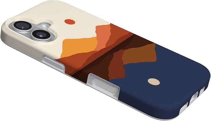 Casely iPhone 17 Case | Opposites Attract Day & Night Colorblock Mountains | Classic Ultra Slim Design | Compatible with MagSafe