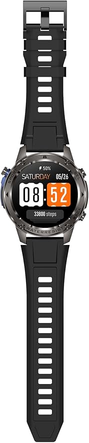 Military Smart Watch for Men GPS 6 Satellite Positioning Compass 164 Feet Water-Resistant for Swimming 500mAh Battery Make Answer Call Rugged Metal Body Smartwatch 1.43" AMOLED Always On Display Watch