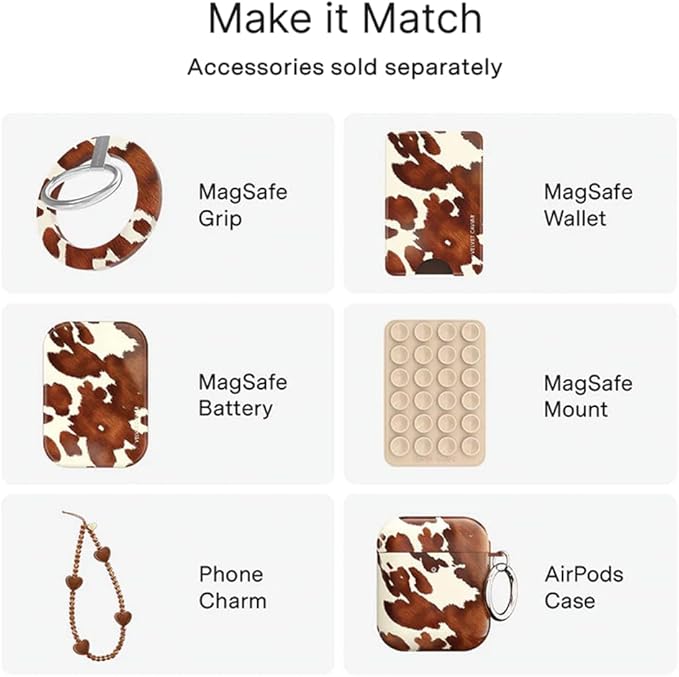 VELVET CAVIAR Case for iPhone 17 | Compatible with MagSafe | 10ft Drop Tested | Protective Western Cases | Cocoa Cow