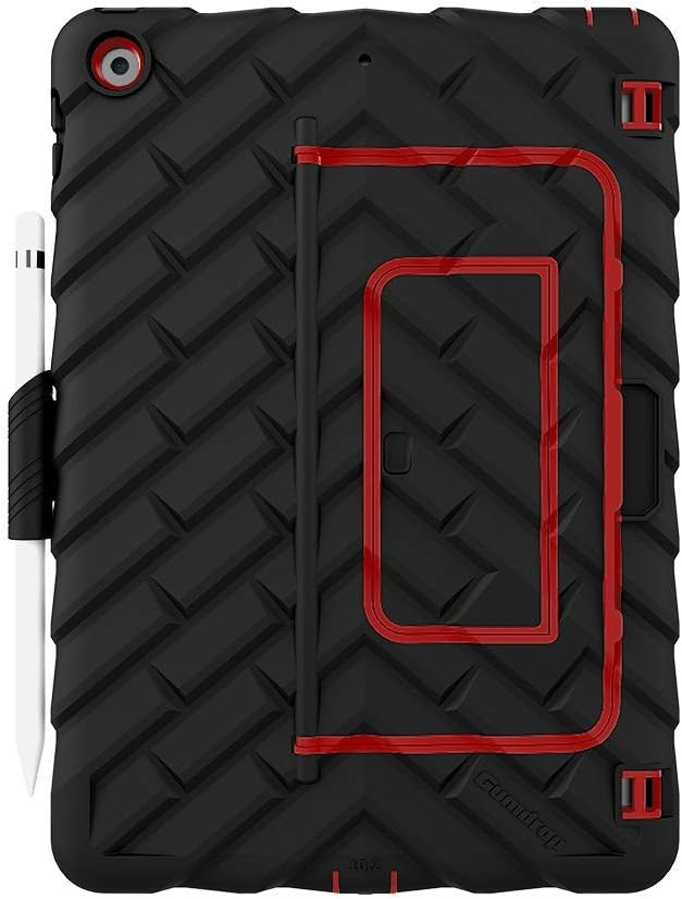 Gumdrop HideAway Case Fits Apple iPad 9th | 8th | 7th Gen (10.2-inch) Designed for K-12 Students Teachers and Classrooms– Drop Tested Rugged Shockproof Bumpers for Reliable Device Protection–Black/Red