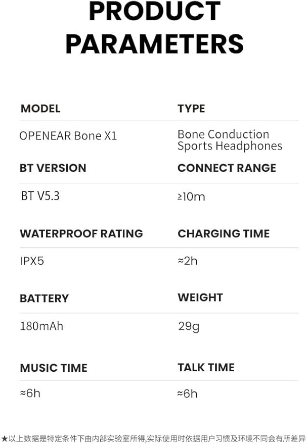 Bone Conduction Headphones, Open Ear Wireless Headphones with Microphone, Bluetooth 5.3, 6 Hours of Use Time, IPX5 and Sweat Resistant Sports Headphones for Outdoor, Workout, Cycling (Black)