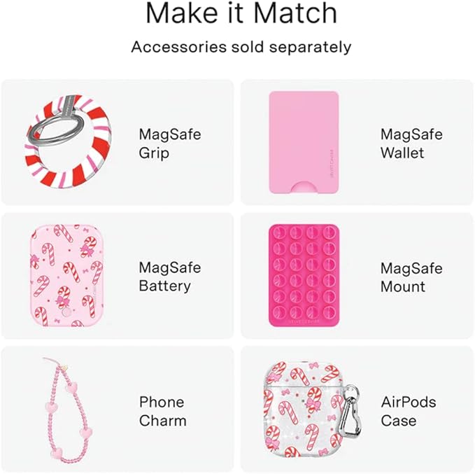 VELVET CAVIAR Case for iPhone 17 Pro Max | Compatible with MagSafe | 10ft Drop Tested | Protective Christmas Cases | Pink Peppermint Glitter