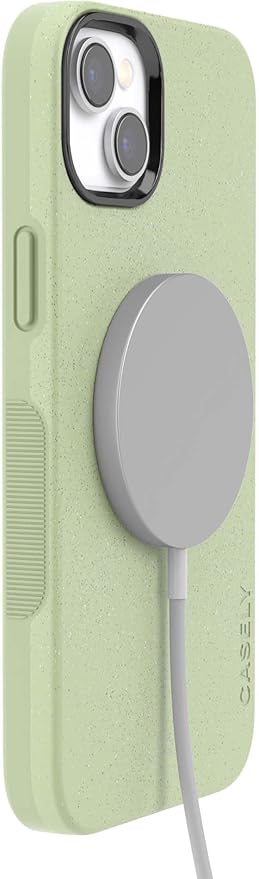 Casely iPhone 14 Case | Kiwi Kiss | Matcha Green Shimmer Glitter | Bold Protective Design | Compatible with MagSafe