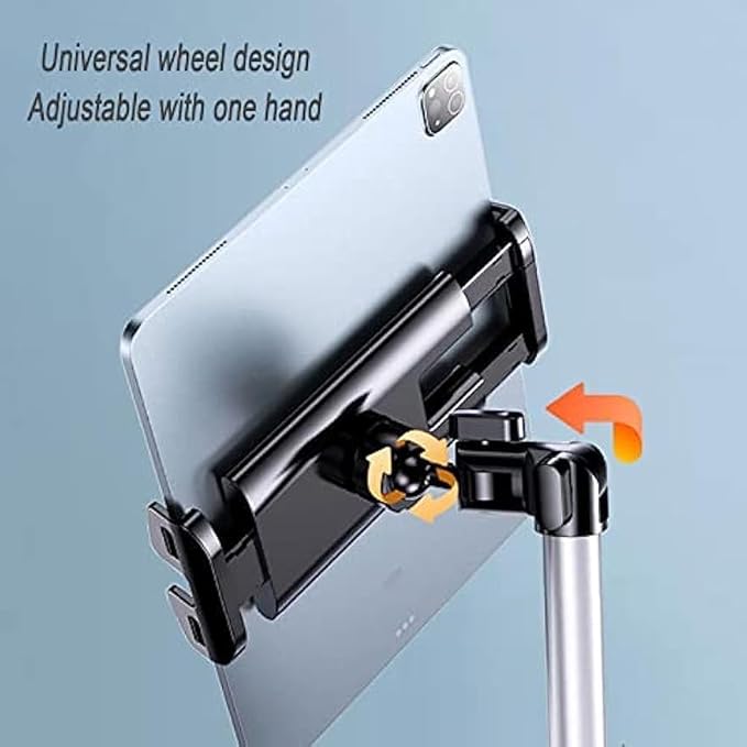 Tablet Floor Stand Holder, 360 Degree Rotating with Height Adjustable Stand Compatible with 4.7"-13" Phone/Tablet, Kindle, 63" Phone Stand, Aluminum Alloy, for Bed,Sofa,Desk.Black