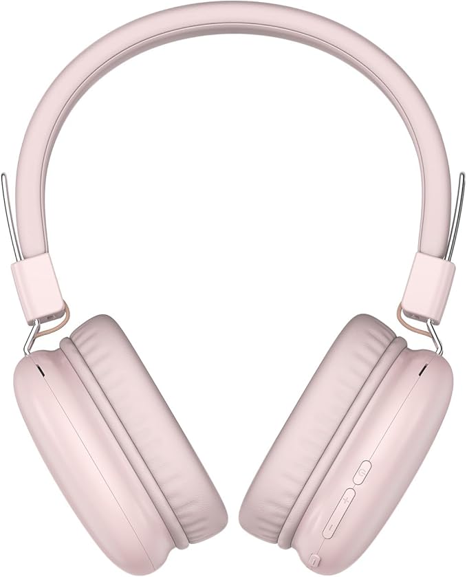 Kids Bluetooth Headphones, Over-Ear Wireless Headphones with Microphone, Safe-Volume 85dBA, Bluetooth 5.4, Foldable Lightweight and Comfortable, 50H Playtime, USB-C Charging, Pink