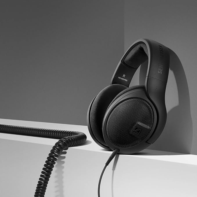 Liquid Audio Sennheiser HD 400 PRO Open-Back Dynamic Headphones in Black, Bundle w/Pig Hog PHX14-25 1/4" Headphone Extension Cable Polishing Cloth