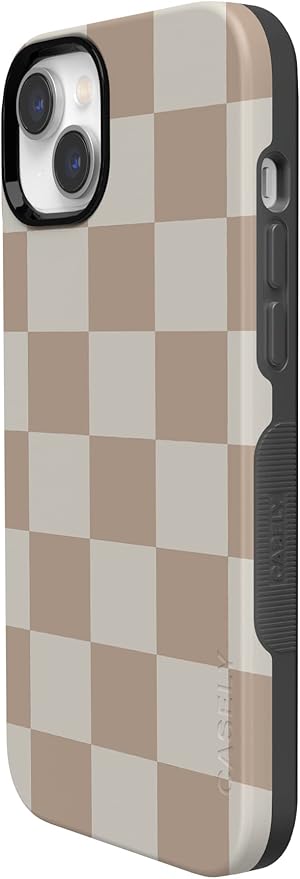 Casely iPhone 14 Case | Fit Check | Neutral Checkerboard Checkered | Compatible with MagSafe | Bold Protective Design