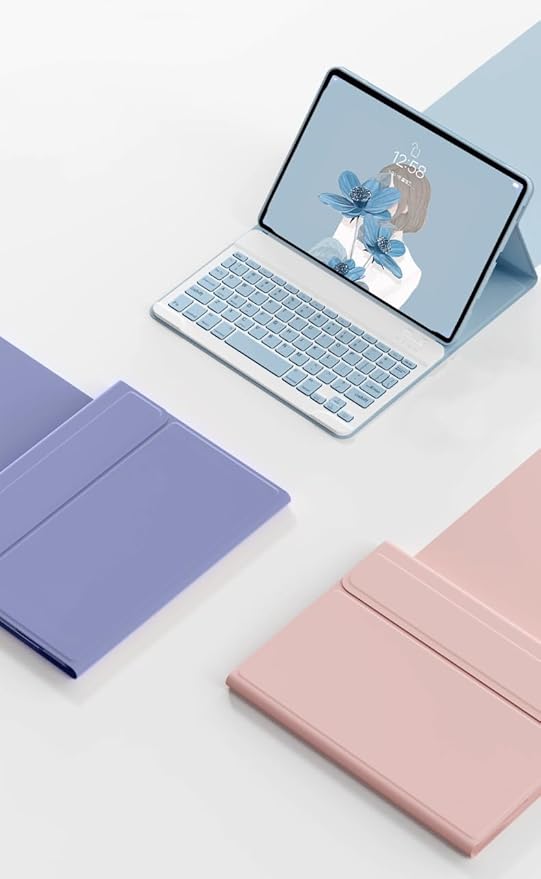 Keyboard Case Mouse for Galaxy Tab A7 Lite 8.7 Inch SM-T220/T225/T227, Detachable Cute Color Keyboard Case with S Pen Holder,Sky Blue