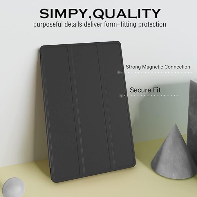 Cover for Samsung Galaxy Tab A9 Plus 11 inch Case Cover, Smart Flip Case Cover for Samsung Galaxy Tab A9+ 11 inch Translucent Back with Stylus Pen, Black