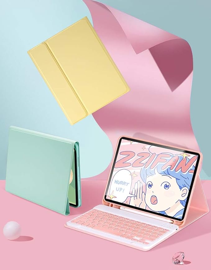 Color Keyboard for Galaxy Tab A7 10.4 inch 2020 (SM-T500/T505/T507) Keyboard Case Cute Detachable Removable Wireless Bluetooth Keyboard Cover (Blue)