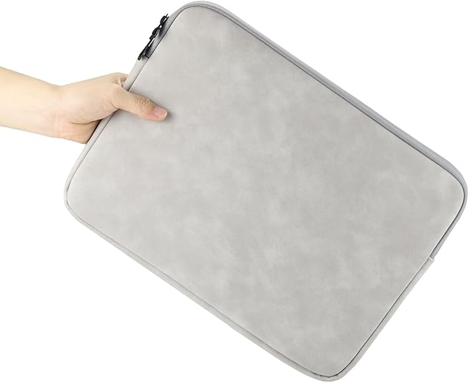 Megoo 15" Laptop Sleeve Case for Surface Laptop 7/6/5/4/3 15.6", Samsung Galaxy/HP/Acer/Dell/Lenovo/Asus 15"-16" Notebook Chromebook Computers Soft PU Leather Case Bag(Light Gray)