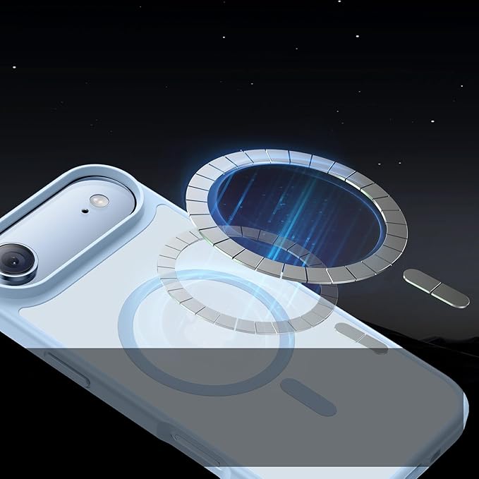 Miracase Magnetic for iPhone Air Case 2025 with Screen Protector(Compatible with MagSafe), Slim Thin Translucent Matte Military-Grade Protected Phone Cover for iPhone 17 Air 6.5" Armbands, Sky Blue