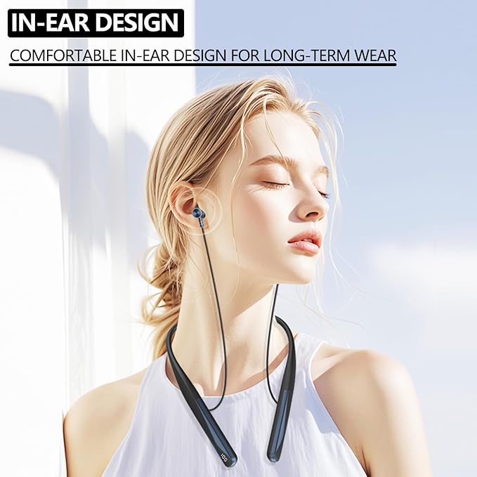 Around The Neck Headphones, V6.0 LED Power Display, 35 Hours Playtime, Neck in-Ear Headphones, Neck Wrap Earbuds with Ai Language Voice Control for Phone Music Sports Gym.(A18)
