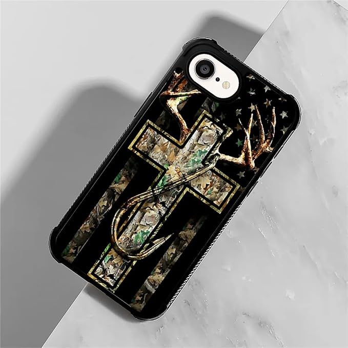 Compatible with iPhone 16e Case,Forest Antler Flag Phone Cover for Men/Women,Soft TPU Anti-Skid Thread and Four Corner Anti-Collision Protection Case Compatible with iPhone 16e 6.1inch