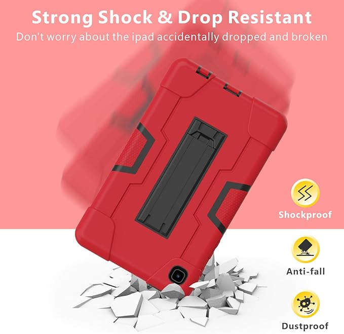 case for Samsung Galaxy Tab A7 Lite Case 2021, 3 in 1 Heavy Duty Kickstand Hybrid Three Layer Protective Cover for Galaxy Tab A7 Lite 8.7 SM-T227/T225/T220,Red