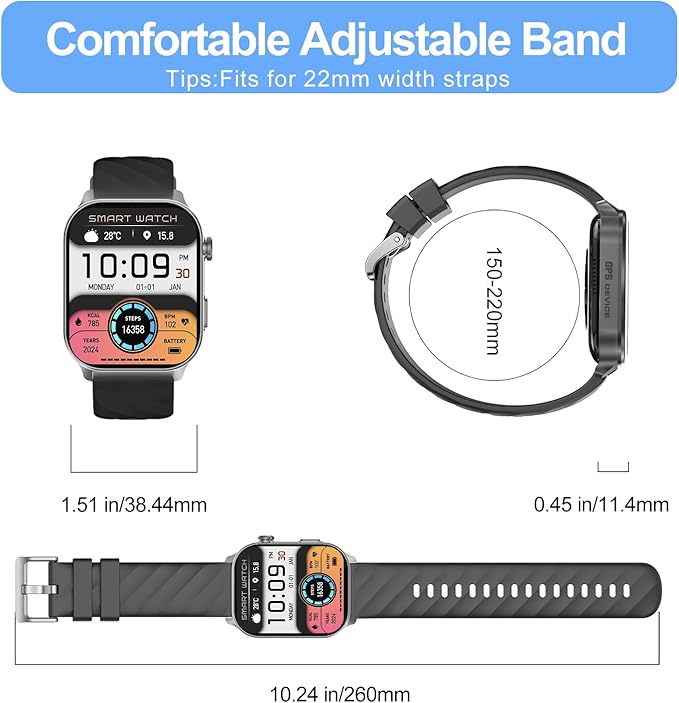 Smart Watch for Men(Answer/Make Calls),Built-in GPS,2.1" Touch Screen Fitness Tracker, Heart Rate/Sleep/SpO2 Monitor, Pedometer,110+ Sport Mode Smartwatch for Android Phone, A2