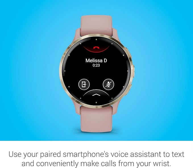 Garmin Venu 3S Soft Gold Stainless Steel Bezel 1.2-Inch AMOLED Touchscreen Display Smart Watch with 41mm Dust Rose Case and Silicone Band