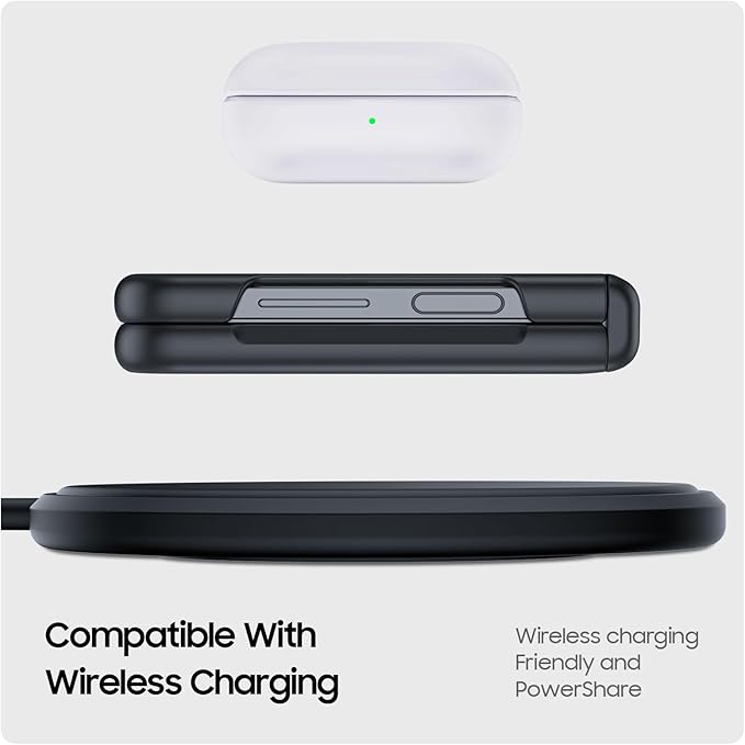 for Samsung Galaxy Z Flip 6 Case/Z Flip 7 FE Case with Hinge Protection & Built-in Screen Protector, Ultra Thin Leather Shockproof Cover Phone Case for Galaxy Z Flip 6/Z Flip 7 FE-Gray