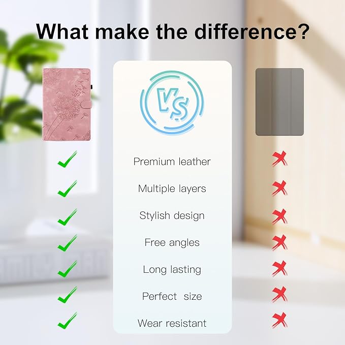 Dandelion Cover for Galaxy Tab A9 Plus Case (SM-X210/X216/X218, 11 Inch 5G), Artsy Design, Premium Faux Leather Made, Card Slots, Kickstand, Rosegold