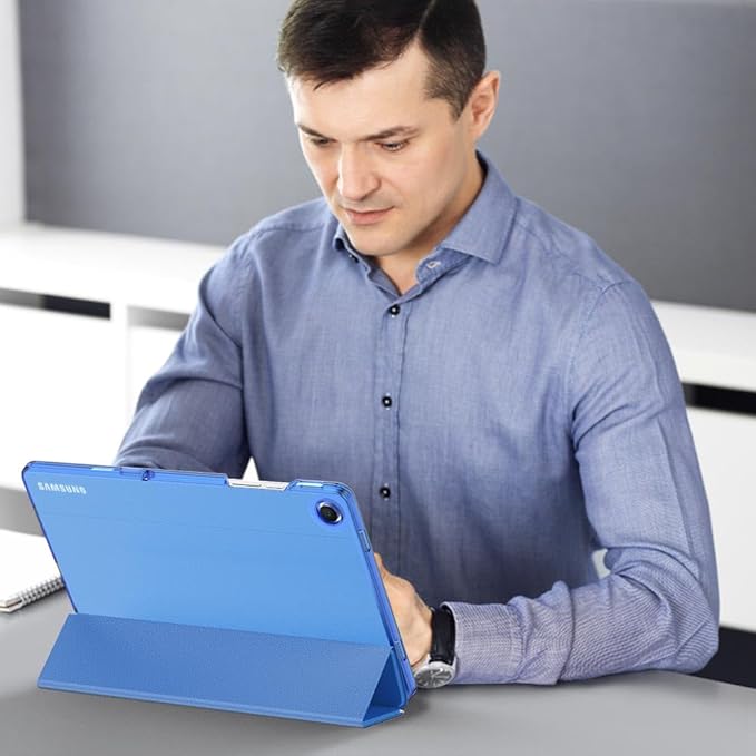 MoKo Case for Galaxy Tab A9+/A9 Plus 11 inch 2023, Slim Stand Protective Smart Cover with Hard PC Translucent Back Shell for Tab A9 Plus Tablet (SM-X210/X216/X218), Auto Wake/Sleep, Blue Wave