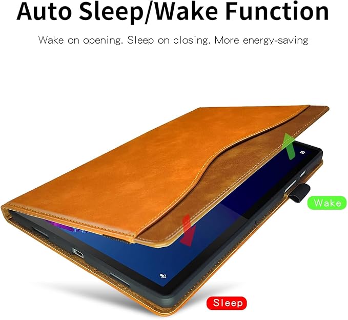 Case for Samsung Galaxy Tab A 10.1 2019 (SM-T510/T515) Bussiness Premium Slim PU Leather Stand Folding Folio Cover for Galaxy Tab A 10.1 Inch Tablet SM-T510/T515 2019 Modle Cover-Orange