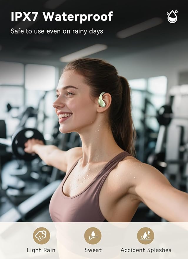 Wireless Earbuds, ENC Noise Cancelling Sport Ear Buds with Multifunctional Touch Screen, Bluetooth 5.4 Headphones, Bass Stereo Sound, 5 EQ Over-Ear Earbuds for Sports/Workout/Gym-Green