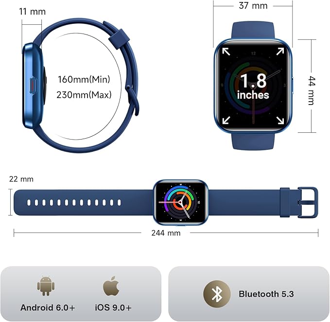 Smart Watches for Women Men, 1.85" AMOLED Screen Smartwatch Compatible iPhone Android Phone (Answer/Make Call), 24/7 SpO2 Sleep Heart Rate Monitor,3ATM Waterproof, Fitness Tracker Watch 120+ Sport