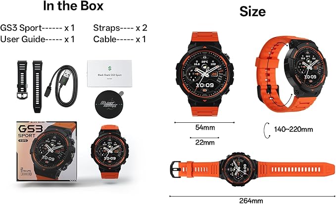 Black Shark GS3 Sport Smartwatch, 1.43" AMOLED Display, ENC Bluetooth Call, 18-Day Battery Life, 50m Water Resistance, GPS, Fitness Tracker, 120+ Sports Modes, Health Monitoring, Luna Purple