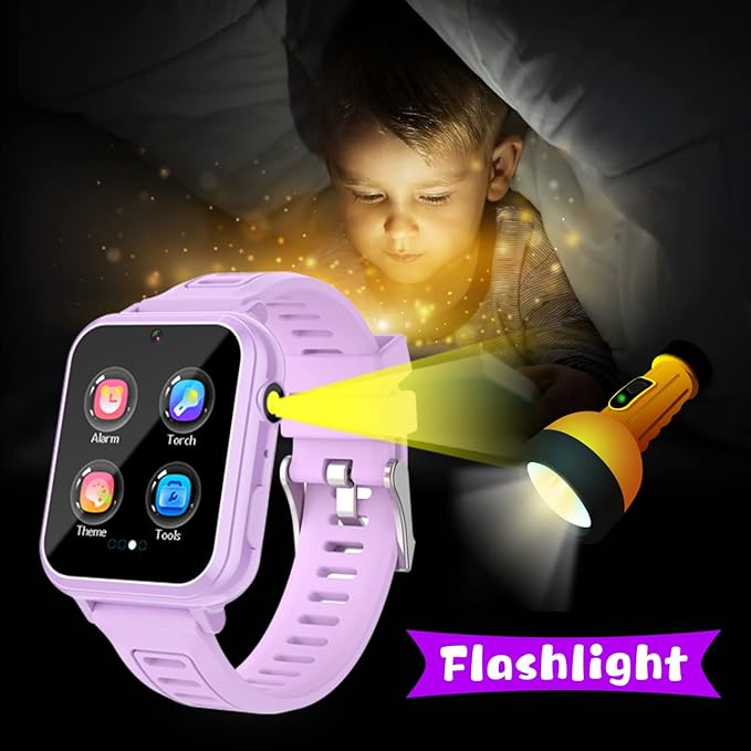 Retysaz Kids Smart Watch,24 Game Smart Watch for Kids, Fashion Smartwatches for Children 3-14 Great Gifts to Girls Boys (Purple)