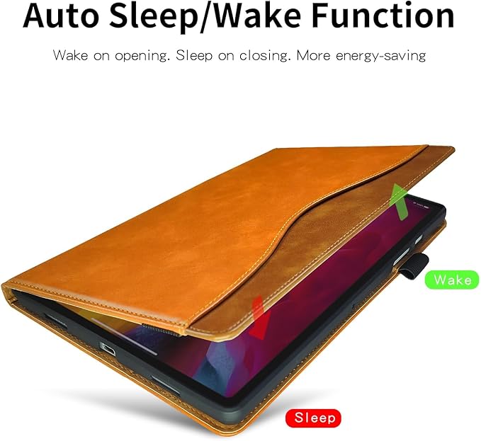 Case for Lenovo Tab M11 / K11 LTE 11 Inch (TB330FU) Business Premium PU Leather Protective Case with Elastic Band & Card Holder - Orange