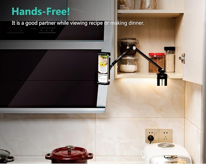 iPad Desk Mount, Tablet Holder, Multi-Angle Adjustable Tablet Stand for 4.7''- 13'' Screen Microsoft Surface Pro Series, iPad Series(Black)