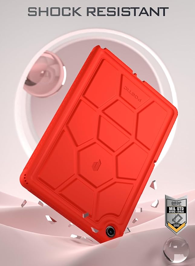 Poetic TurtleSkin Case for Samsung Galaxy Tab A9+ Plus 11 Inch 2023, Heavy Duty Shockproof Rugged Kids Friendly Drop Protection Silicone Cover, Red
