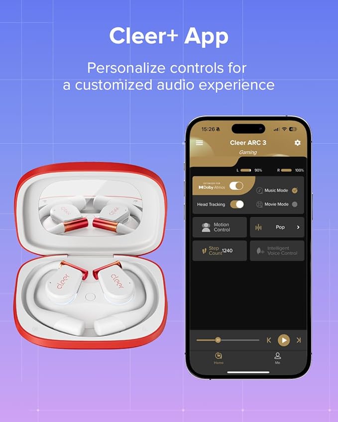 Cleer ARC 3 Gaming Earbuds - True Wireless Open Ear Headphones,Ultra-Low Latency,Snapdragon & Dolby Sound, Bluetooth 5.4, USB-C Dongle,50Hr Battery, Compatible with PS4, PS5, PC, Quest, Switch, White
