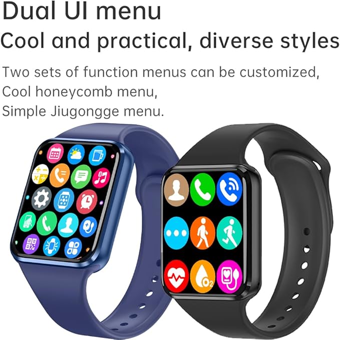 Smart Watch for Android iOS Phones Compatible iPhone Samsung, 2.09'' Fitness Activity Tracker Watch with Bluetooth Call/SMS/Sleep Monitor/Pedometer Smartwatch for Men Women with 2 Bands (Blue)