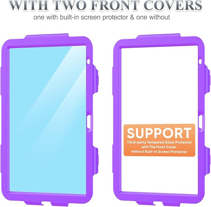 SEYMAC stock Case for iPad (A16) 11th/10th Generation 11''/10.9'' 2025/2022, Full-Body Drop Protection Case with Screen Protector &360° Rotate Hand Strap/Stand, Purple+Colorful