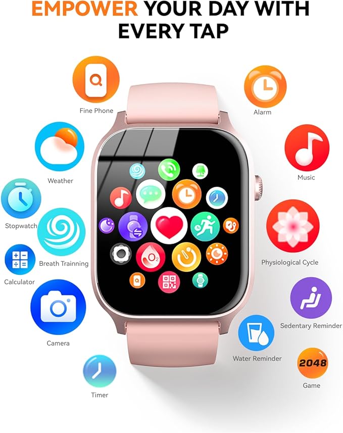 Smart Watches for Women Men, 1.85" HD Fitness Watch, Fitness Tracker with 110 Sports Modes, Step Counter/Sleep Monitor, IP68 Waterproof, Bluetooth Call & Music Control for iPhone/Android
