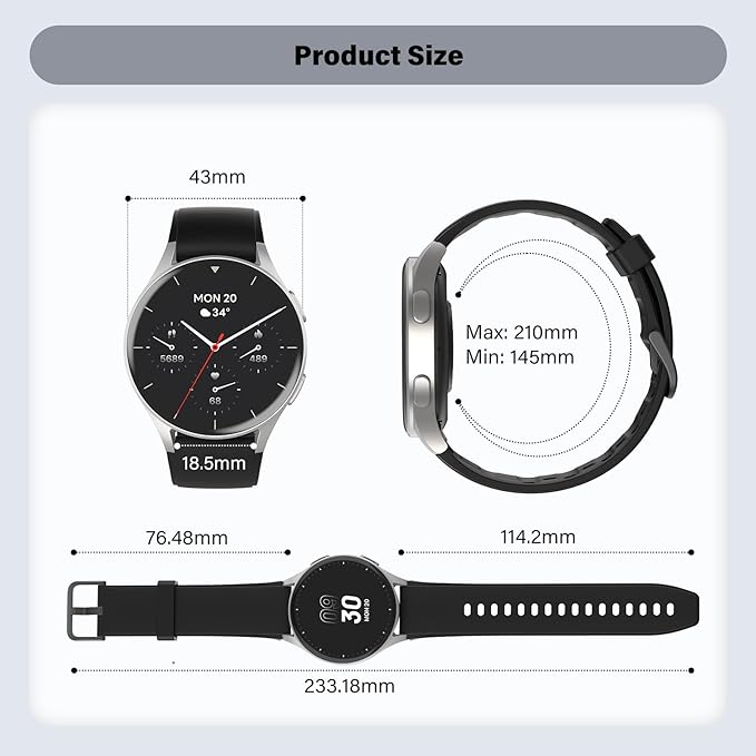 Smart Watch for Women Men, Built-in Alexa, GPS, HRV, VO2 Max, Blood Oxygen, Sleep & Stress Monitor, Compass, Altimeter, 1.32" AMOLED, Fitness & Women’s Health, iPhone Compatible