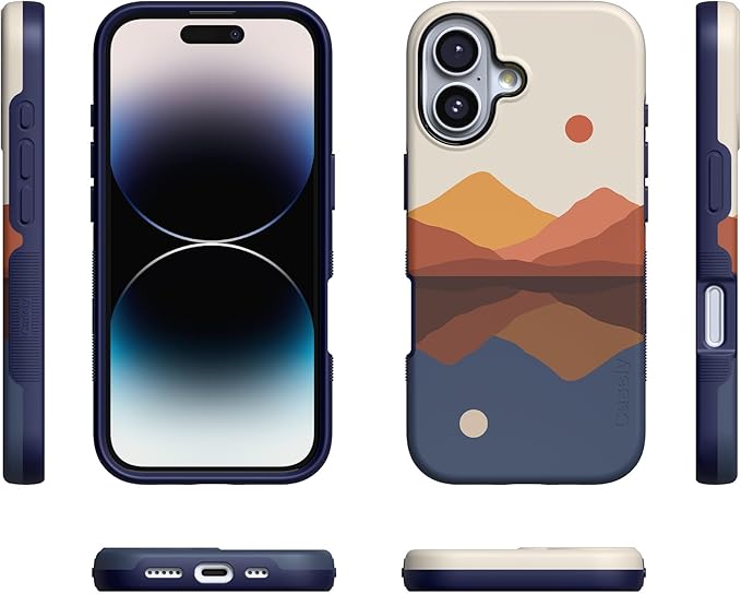 Casely iPhone 17 Case | Opposites Attract | Day & Night Colorblock Mountains | Compatible with MagSafe | Bold Protective Design
