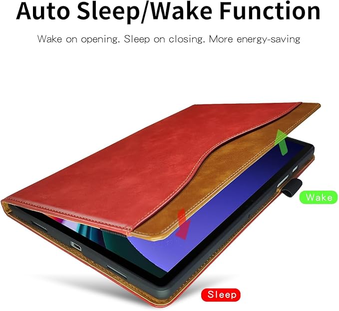 Samsung Galaxy Tab S10 Plus Case - 12.4 inch PU Leather Business Cover with Card Slot and Pen Holder for X820/X810/X800/T970 - Red