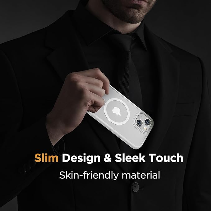 Miracase Magnetic for iPhone 13 Case 6.1 inch (Compatible with MagSafe)(with 2X Screen Protectors) Military-Grade Protection, Anti-Fingerprint Translucent Matte Phone Case Cover, White