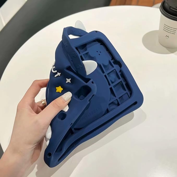 3D Cute Press Astronaut Case for Samsung Galaxy Tab A 8.0 inch 2019 SM-T290/ T295/ T297,Kawaii Cartoon Character Space Soft Silicone Rotating Stand Case with Lanyard for Kids Teens Girls Women