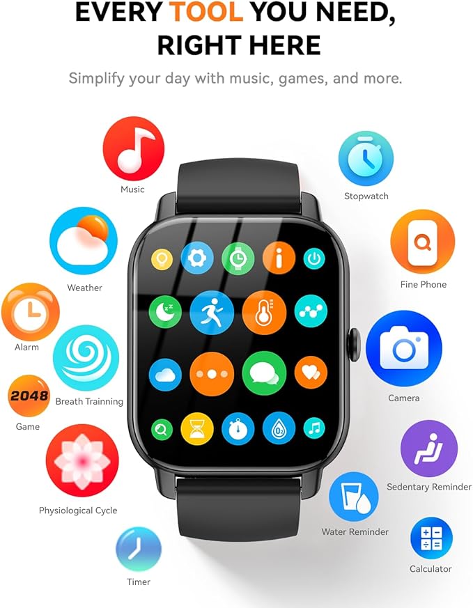 Smart Watches for Men Women(Answer/Make Call), 1.85 inch HD Fitness Tracker Watch with Activity Counter/Sleep Monitor/ 110+ Sports Modes, IP68 Waterproof Smart Watch for Android iPhone iOS Compatible