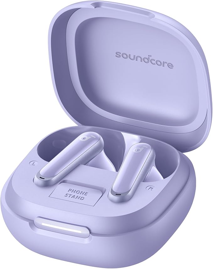 Soundcore P40i by Anker, Noise Cancelling Wireless Earbuds, Adaptive Noise Cancelling to Environments, Heavy Bass, 60H Playtime, 2-in-1 Case and Phone Stand, IPX5, Wireless Charging, Bluetooth 5.3