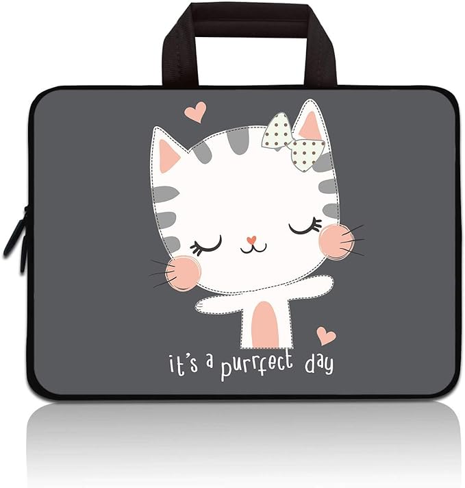 11" 11.6" 12" 12.1" 12.5" inch Laptop Carrying Bag Chromebook Case Notebook Ultrabook Bag Tablet Cover Neoprene Sleeve Fit Apple MacBook Air Samsung Google Acer HP DELL Lenovo Asus(Nice Cat)