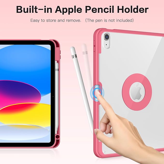 SPARIN Case for iPad A16 11th/10th Generation 2025/2022 (11"/10.9") with Pencil Holder, Magnetic Detachable Hybrid Stand, Portrait/Landscape Angle, Auto Wake/Sleep-Watermelon Pink