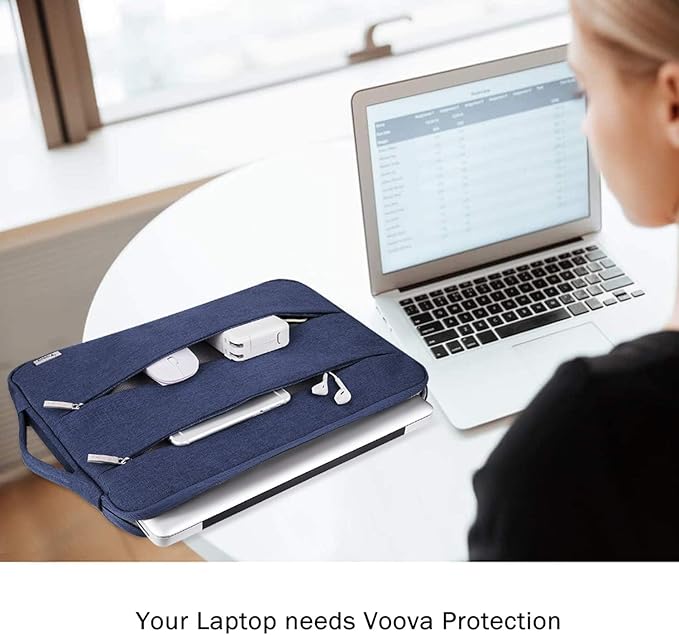 Voova 14 15 Inch Laptop Sleeve Case, Waterproof Computer Bag Cover Compatible with MacBook Air 15 M2/M3/M4 2022-2025, MacBook Pro 15, Hp chromebook 14, 14-15” Dell Lenovo Acer Asus, Blue