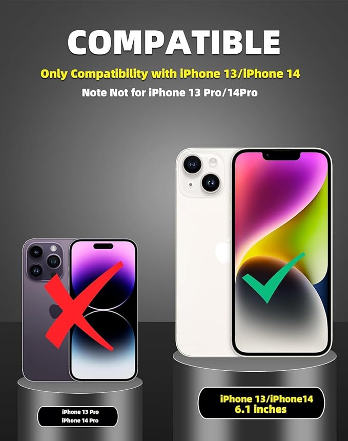 for iPhone 13 Case & for iPhone 14 Case Magnetic Compatible with MagSafe Wireless Charging with 2 Screen Protectors,Built-in Kickstand & Camera Cover Military Grade Heavy Duty Protection Green